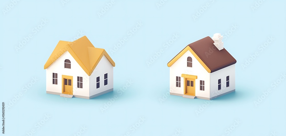Two cute school buildings isolated on a pastel background Two cute school buildings isolated on a pastel background