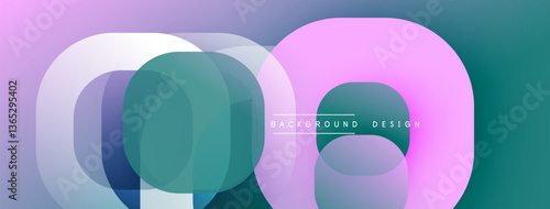 Circular abstract design with overlapping translucent circles and round shapes, blending gradients and smooth curves, creating depth, contrast, and a dynamic visual effect