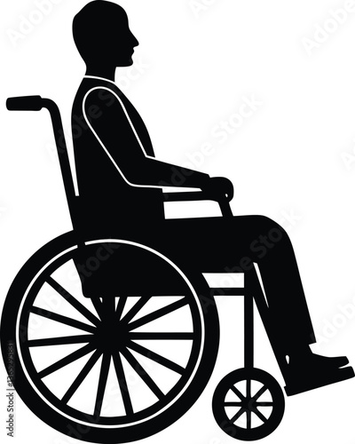 Silhouette of Person in Wheelchair with Transparent Background