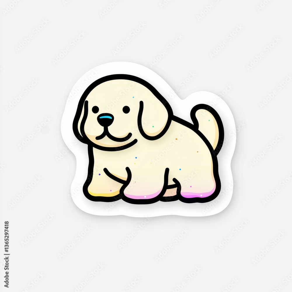 Obraz premium Adorable Cartoon Golden Retriever Puppy Sticker Design