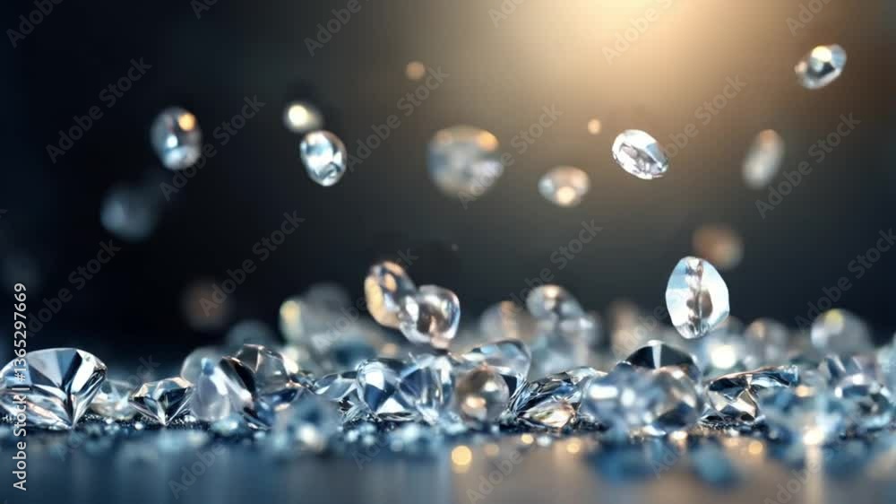 Falling luxury diamonds loop-able background in slow motion