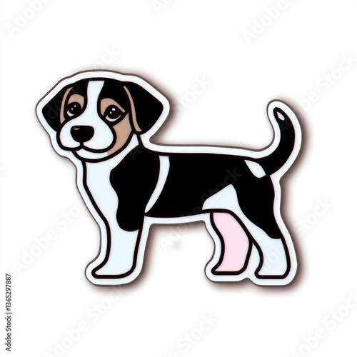 Wallpaper Mural Adorable Cartoon Beagle Puppy with Pink Bandage Torontodigital.ca
