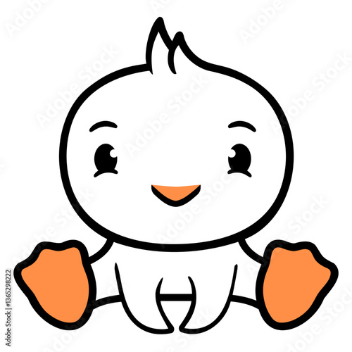 Bird Sitting Happy Duck Cute Cute Friendly Sweet Design Lover Art Vector Illustration Card T-Shirt Poster Sticker Graphic Print Decorative Drawing Isolated Logo Decoration Symbol Creative Cool Style
