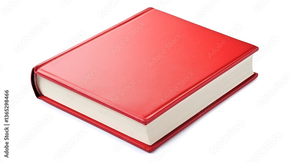 A closed red book, an isolated paper object for study or literature A closed red book, an isolated paper object for study or literature