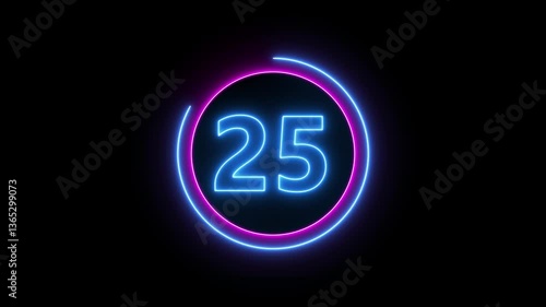 Glowing neon line Thirty seconds Digital Timer.Thirty seconds Digital Negative Countdown.neon thirty seconds Countdown