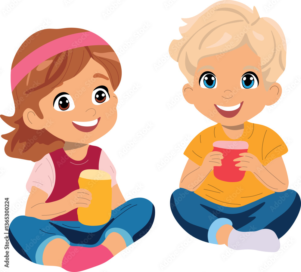 Children on picnic.Adorable child illustration with a cheerful expression, perfect for children's designs and educational projects.g Children on picnic.Adorable child illustration with a cheerful expression, perfect for children's designs and educational projects.g