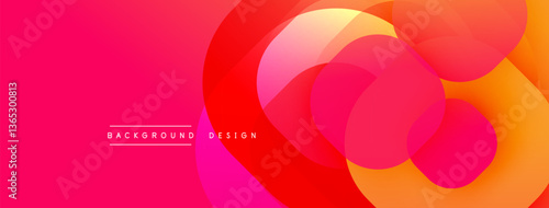 Circular abstract design with overlapping translucent circles and round shapes, blending gradients and smooth curves, creating depth, contrast, and a dynamic visual effect