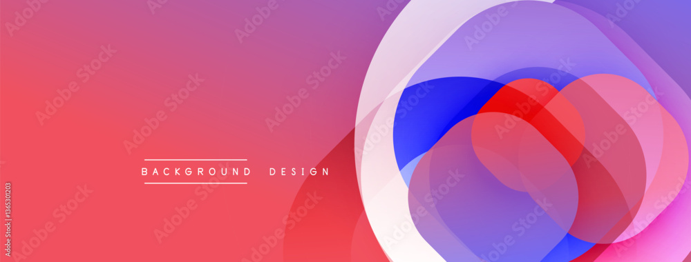 Fototapeta premium Circular abstract design with overlapping translucent circles and round shapes, blending gradients and smooth curves, creating depth, contrast, and a dynamic visual effect