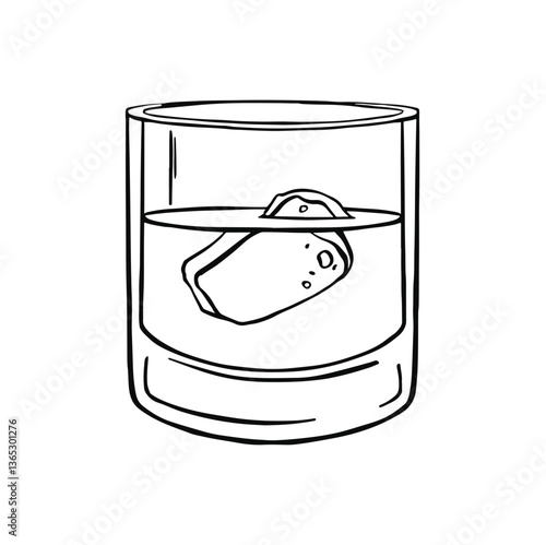 glass for strong alcohol cognac or whiskey with ice line vector