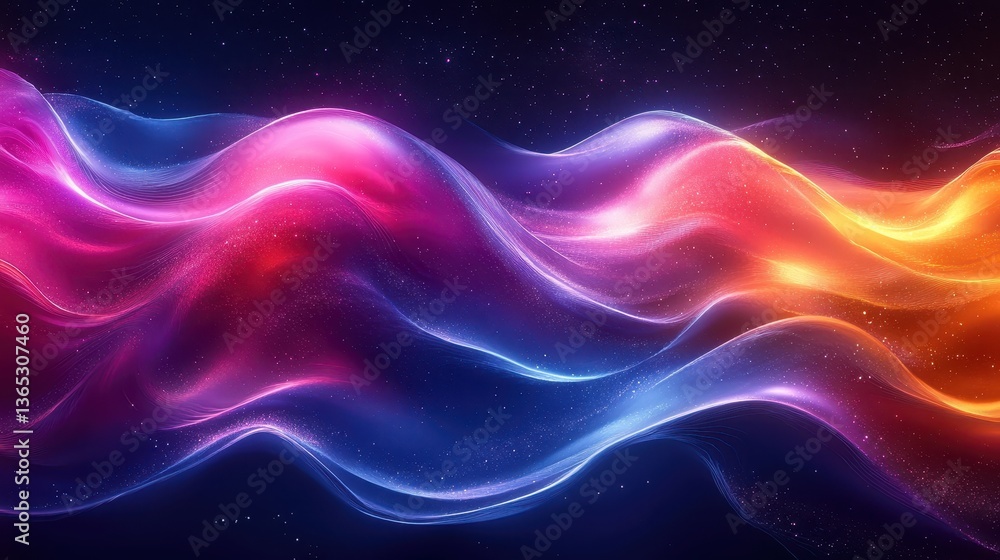 Abstract Colorful Waves of Light in a Cosmic Background Design Abstract Colorful Waves of Light in a Cosmic Background Design