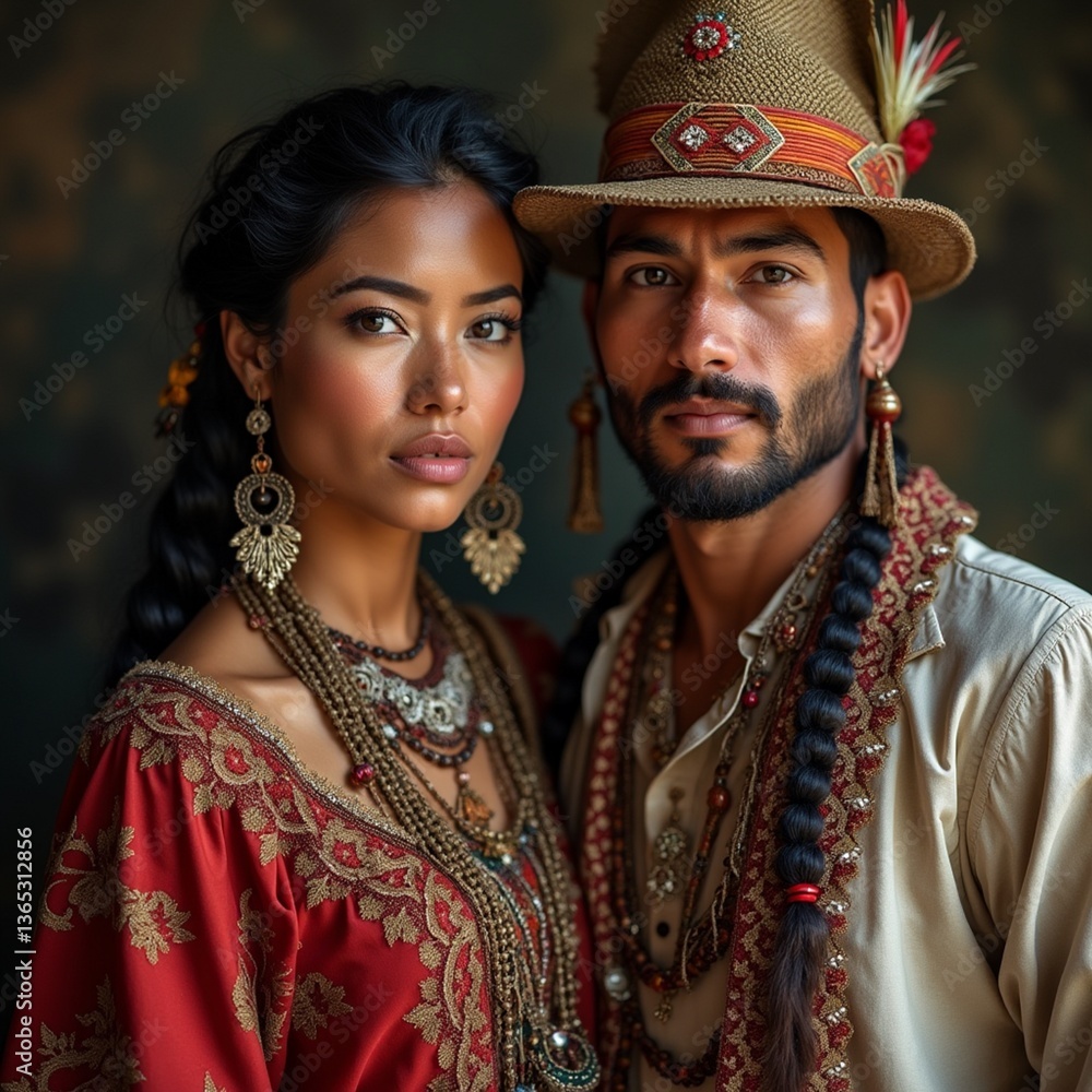 Fototapeta premium indian couple in traditional clothing