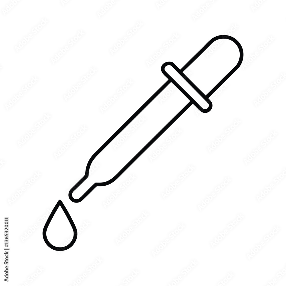 Simple Line Icon of a Dropper with Droplet Simple Line Icon of a Dropper with Droplet