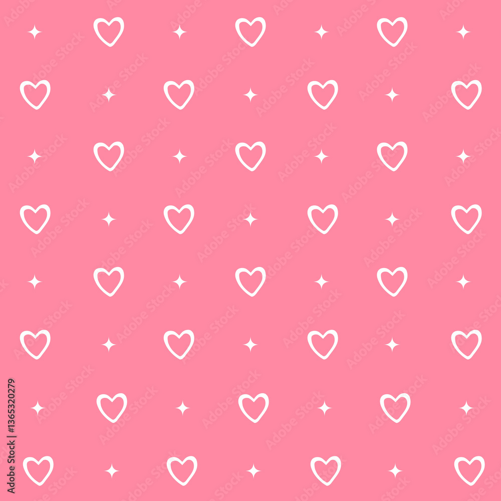 Abstract seamless pattern with hearts. Retro checkered pink background. Abstract seamless pattern with hearts. Retro checkered pink background.