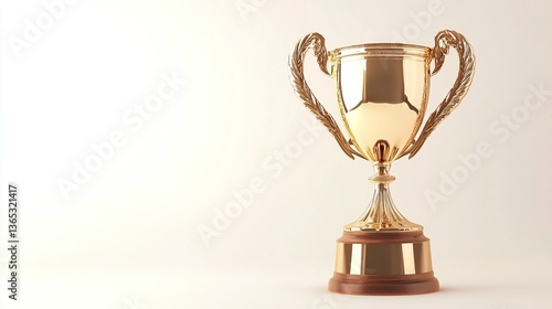 Wallpaper Mural Golden trophy on wooden base against white background. Torontodigital.ca