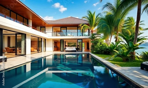 Wallpaper Mural Tropical modern luxury resort with swimming pool Torontodigital.ca