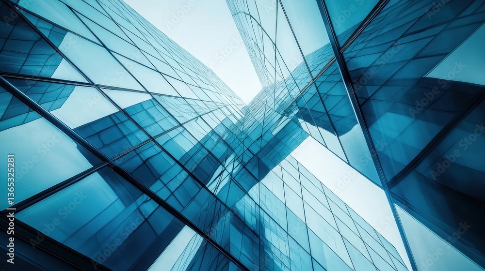 Obraz premium Futuristic urban architecture with reflective glass skyscrapers