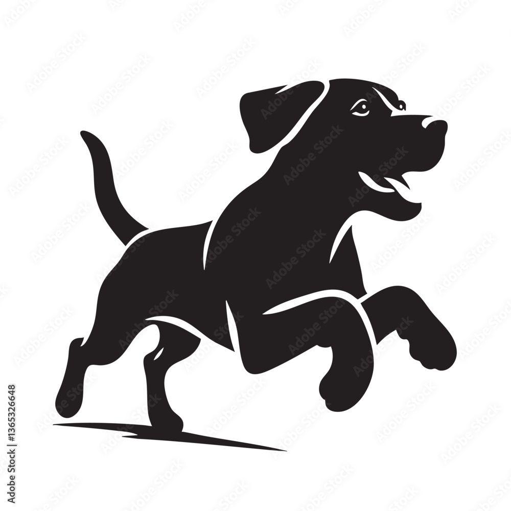 Naklejka premium Dynamic Black Dog Silhouette: A Playful Canine Vector Graphic