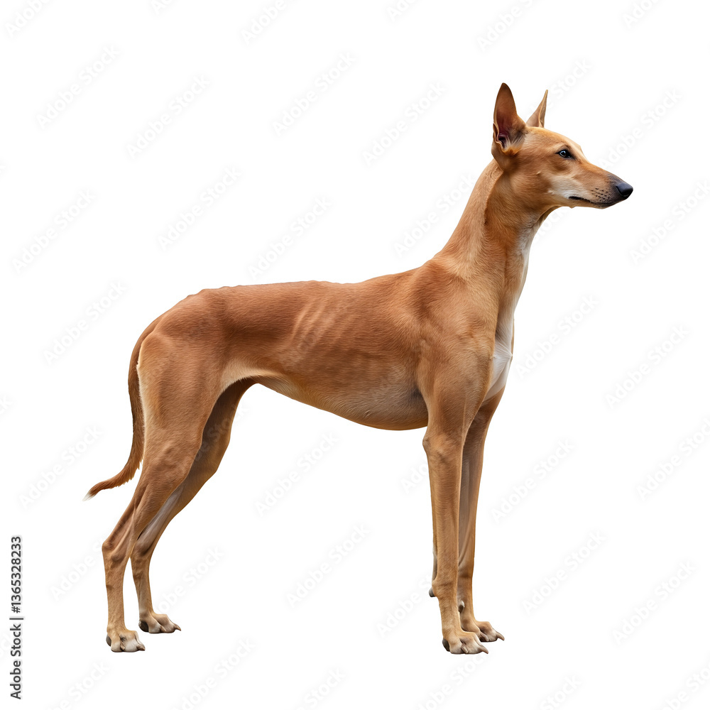 Obraz premium A Pharaoh Hound with a sleek, reddish-brown coat standing on a transparent background.