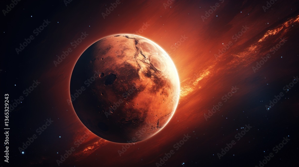 Fototapeta premium Burning Earth. Dramatic image of planet Earth engulfed in flames. Concepts of global warming, climate change, environmental disaster, and apocalyptic future.