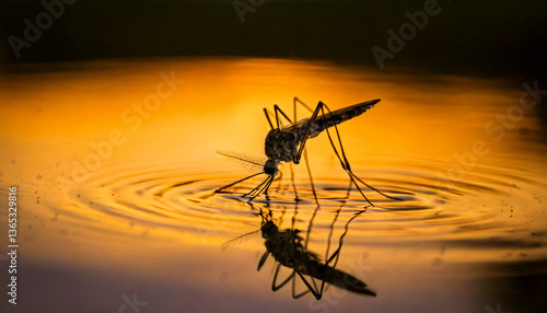 Wallpaper Mural Macro of Aedes Mosquito on Still Water, Capturing Larvae and Disease Transmission Risks – Close-up View of Virus, Malaria, Dengue, Infections, Pesticides, and Parasites in Stagnant Environment Torontodigital.ca