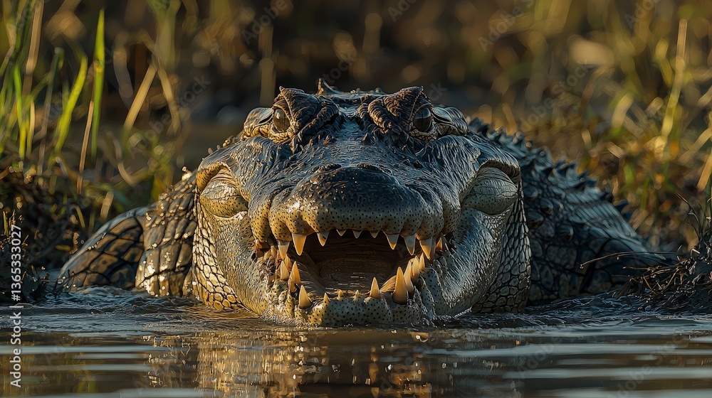 Fototapeta premium Croc in Shallow Water