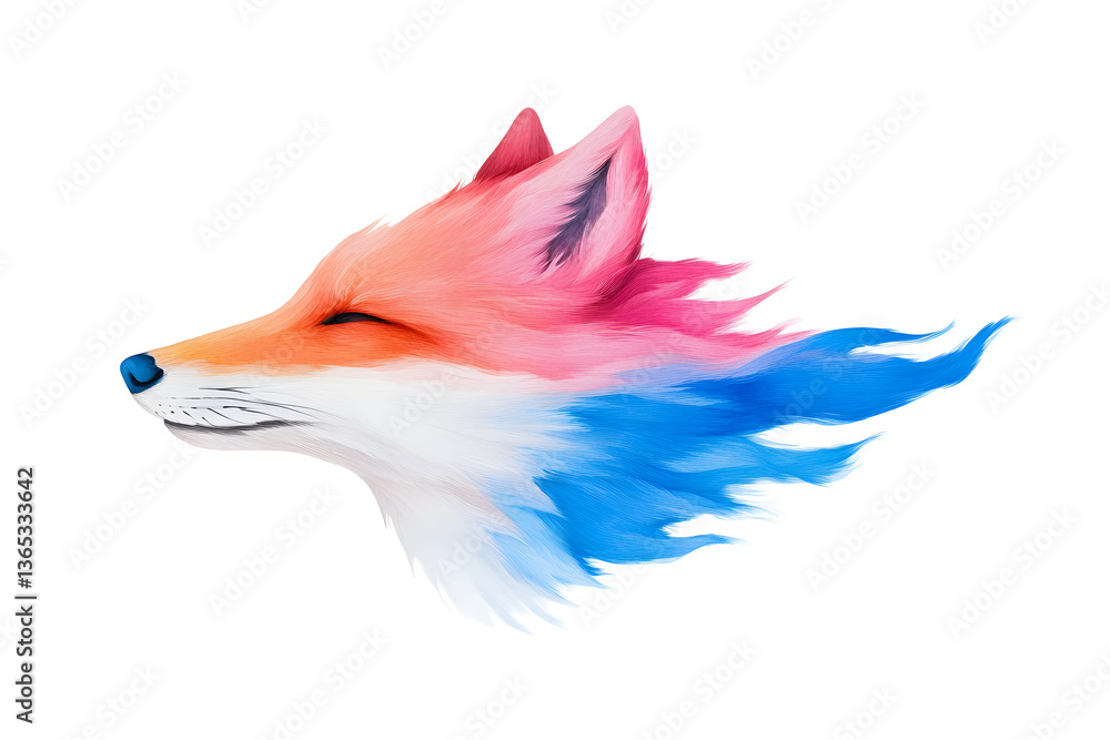 Fototapeta premium Abstract watercolor red fox face design isolated on white background