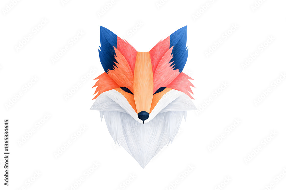 Fototapeta premium Abstract Low polygon geometric red fox face design isolated on white background