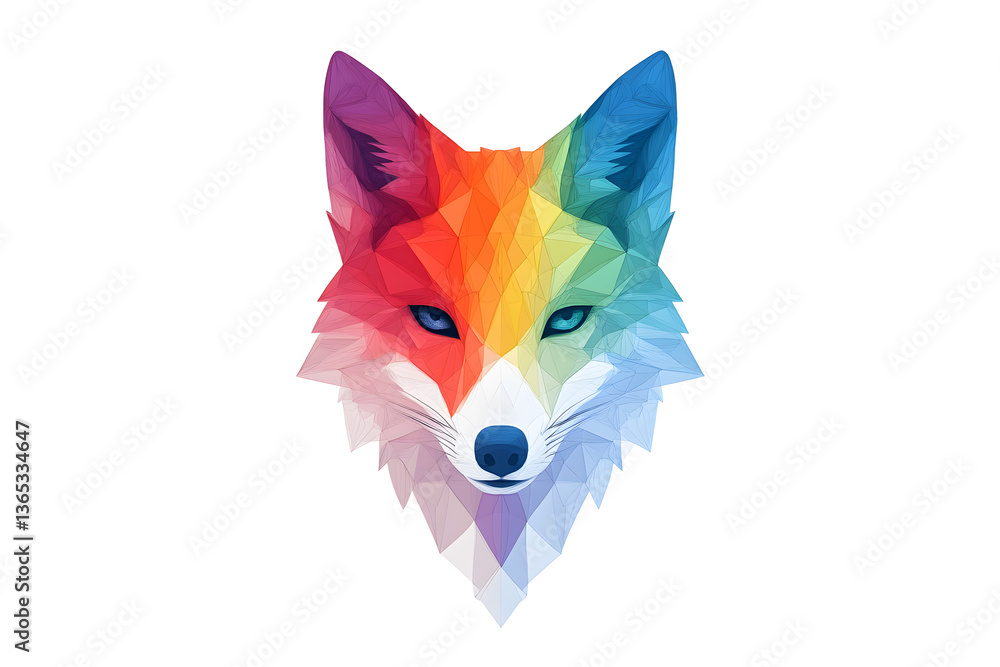 Naklejka premium Abstract Low polygon geometric red fox face design isolated on white background