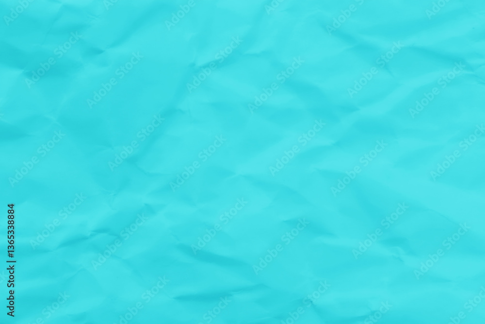 Obraz premium Crumpled turquoise green blue paper texture background. Wrinkled paper surface abstract background.