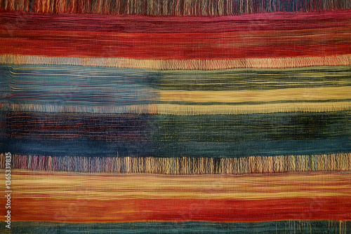  Colorful Textured Woven Fabric with Artistic Striped Pattern