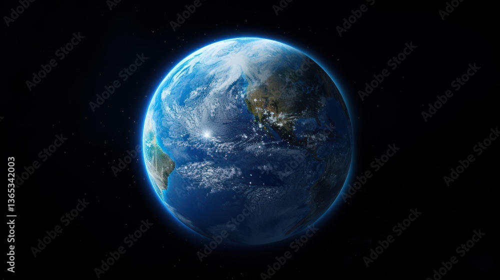 Fototapeta premium Planet Earth from space with continents illuminated. Concepts. global, environment, climate change, world, universe
