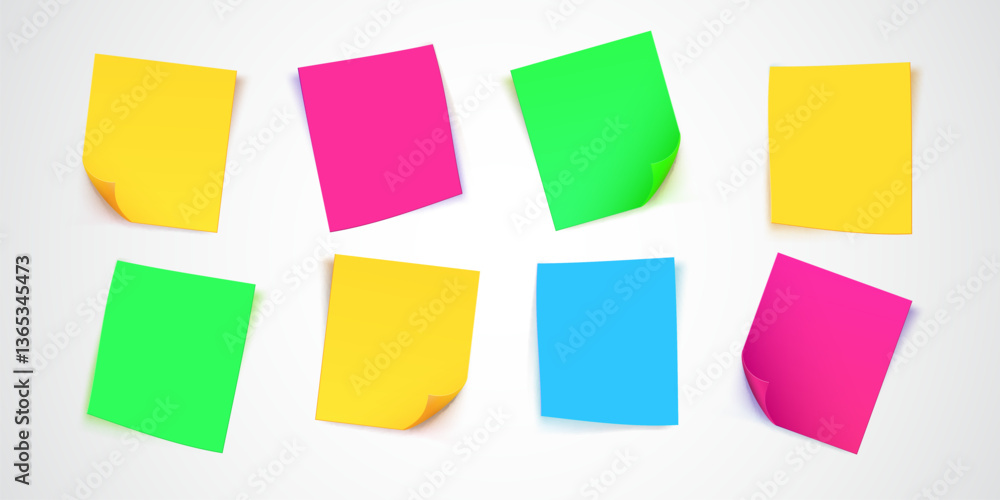 Multicolor paper notes on white background. Post it note. Multicolor paper notes on white background. Post it note.