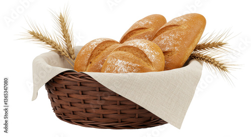 Cuadro en lienzo Isolated Bread in a Basket