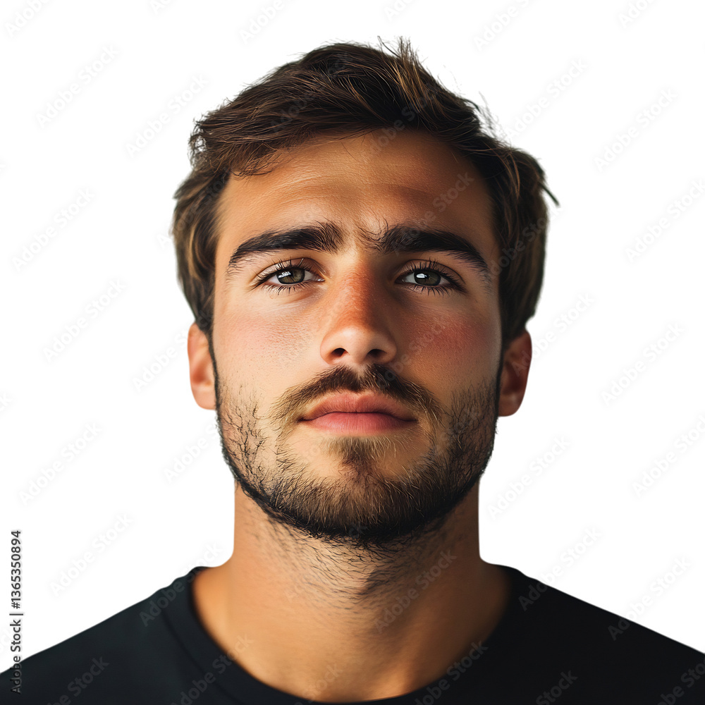 A Man with Focused Expression Staring Straight Ahead Isolated on Transparent Background A Man with Focused Expression Staring Straight Ahead Isolated on Transparent Background