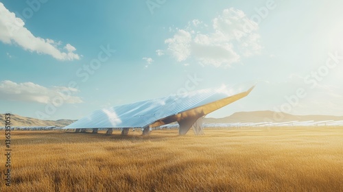 A high tech AI powered solar panel system optimizing energy output based on real time sunlight conditions for sustainable energy production, Renewable energy technology style, photo of