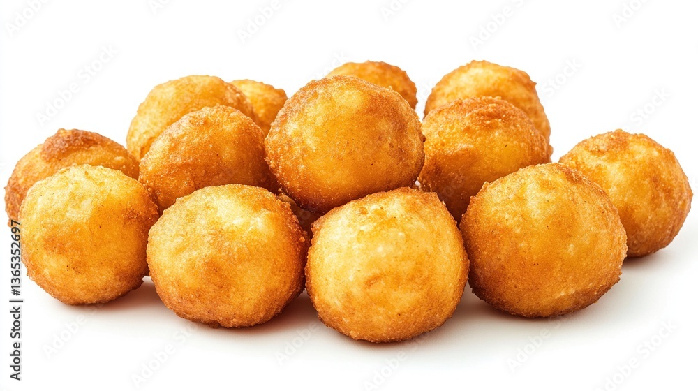 Golden-brown potato balls isolated on white. Golden-brown potato balls isolated on white.