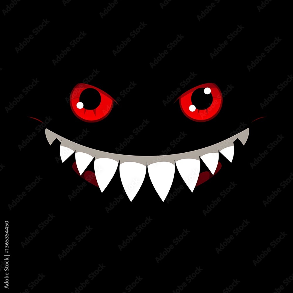 Evil grin with glowing red features image Evil grin with glowing red features image