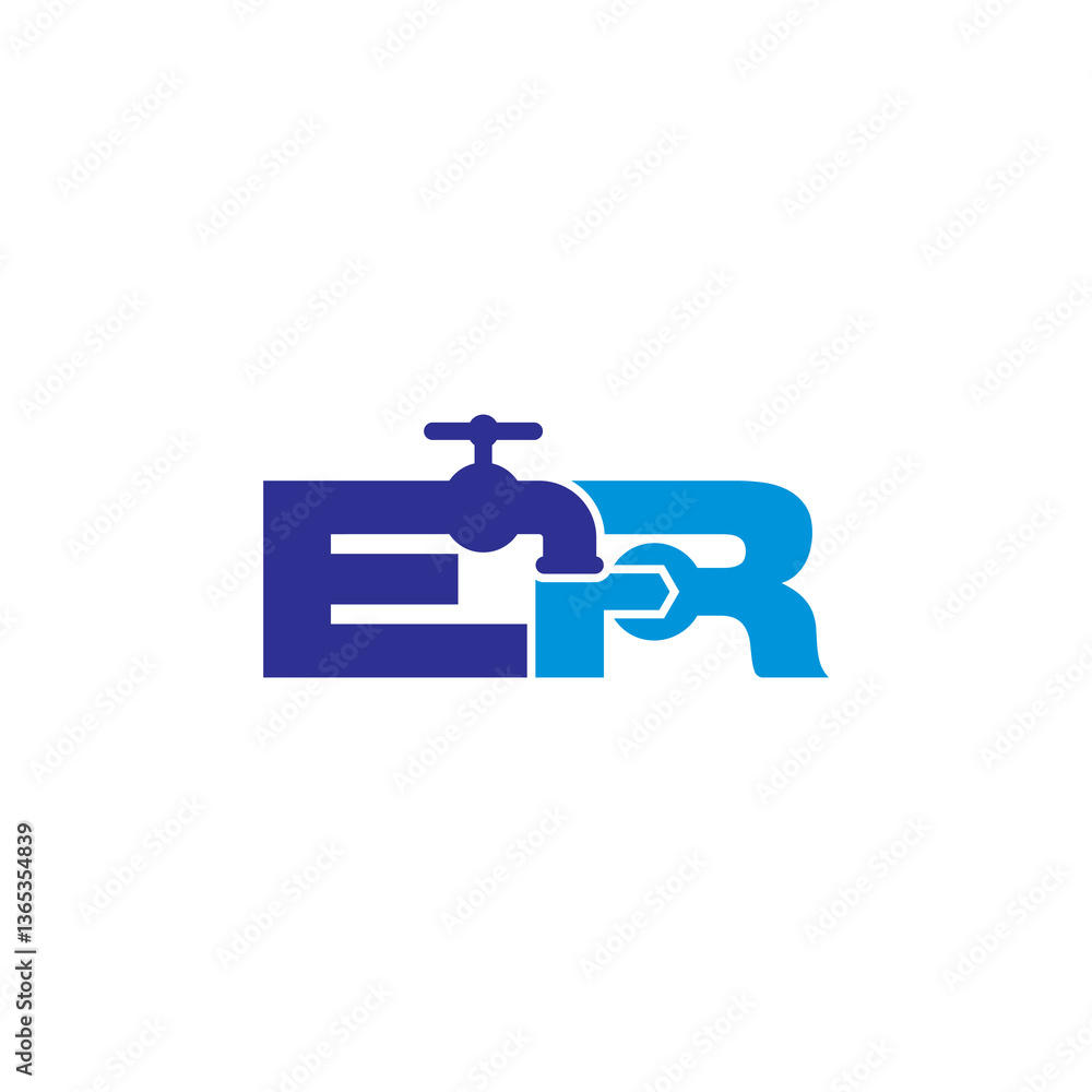 Letter E and R Plumber Logo Vector 001 Letter E and R Plumber Logo Vector 001