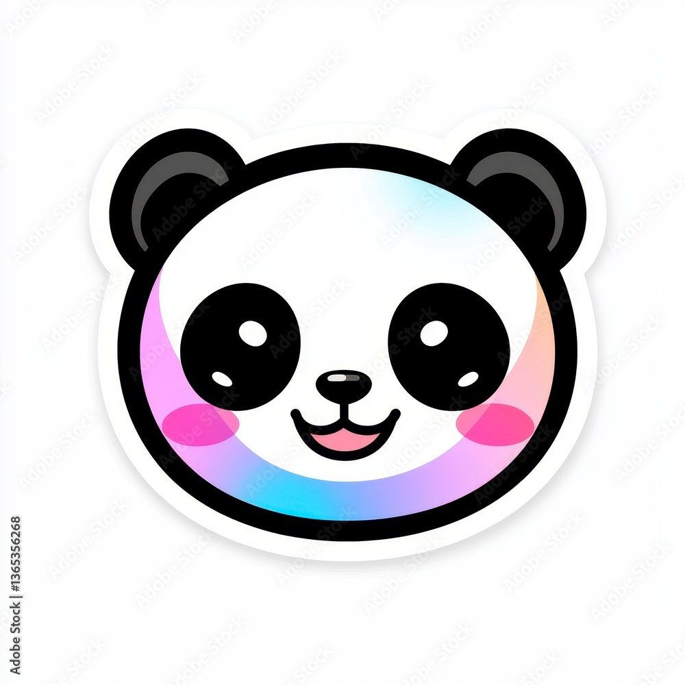 Adorable Pastel Rainbow Panda Face Sticker Design Adorable Pastel Rainbow Panda Face Sticker Design