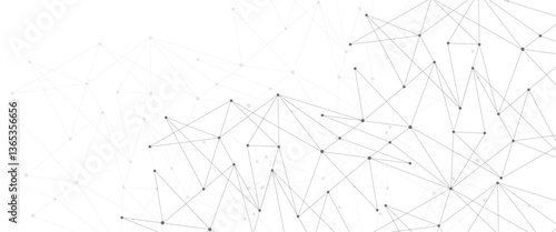 Vector abstract global network with connect lines and dots network technology and lines digital technology 
