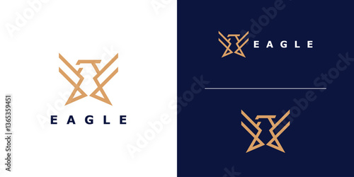 Photography Logo design combination of abstract eagle shape, wild animals, minimalist lines, simple and elegant
