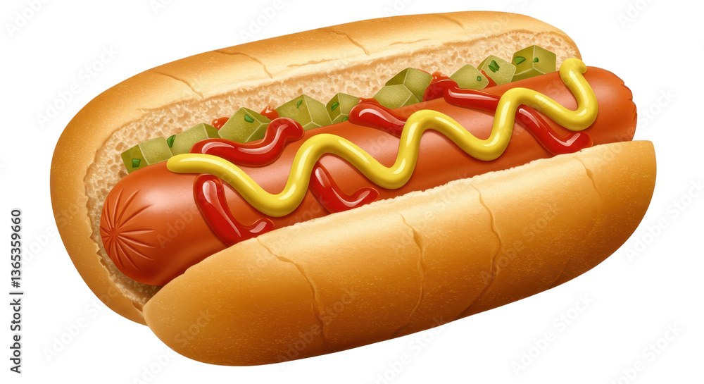 Isolated Hot Dog with Mustard and Ketchup Isolated Hot Dog with Mustard and Ketchup