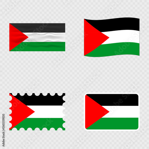 Free Download Palestine national flag in four different styles. - GFXLoad