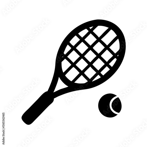 Tennis racket ball icon Vector pictogram

