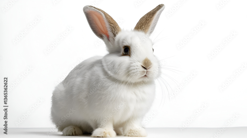 Obraz premium Rabbit , 4 months old, sitting against white background