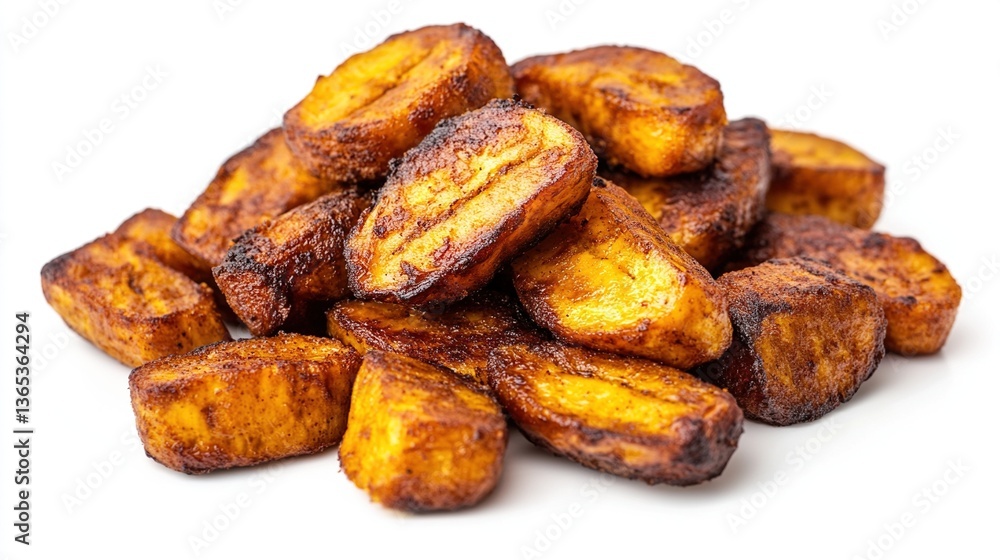 Pile of golden brown fried plantains, isolated on white. Pile of golden brown fried plantains, isolated on white.