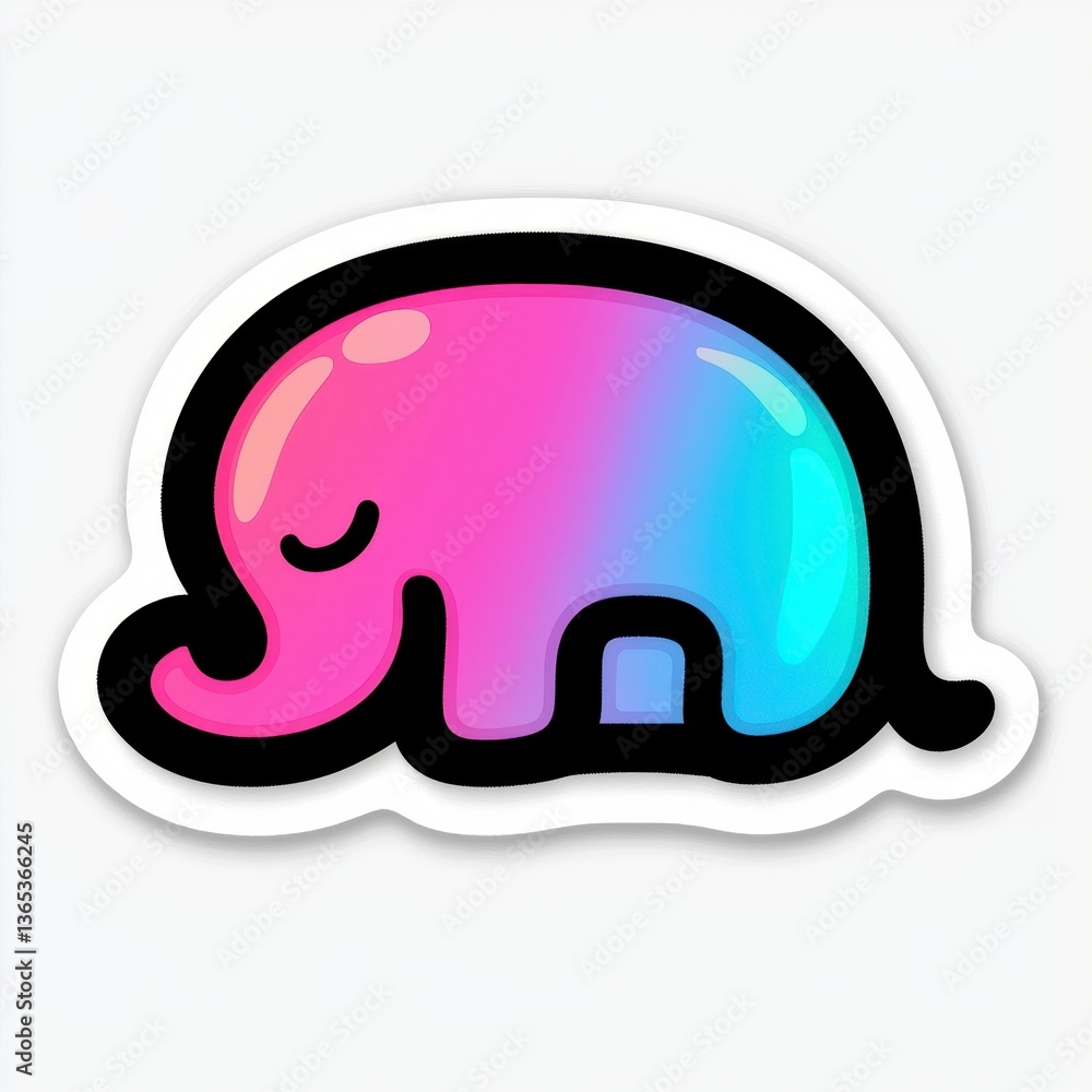 Cute Gradient Color Elephant Cartoon Sticker Design Cute Gradient Color Elephant Cartoon Sticker Design