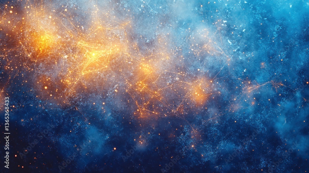 Naklejka premium Abstract cosmic explosion, vibrant energy field, nebula, glowing particles