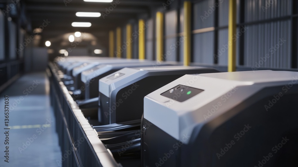Obraz premium An AI driven intelligent waste management system optimizing recycling processes with autonomous robotic sorters, Environmental technology style, photo of