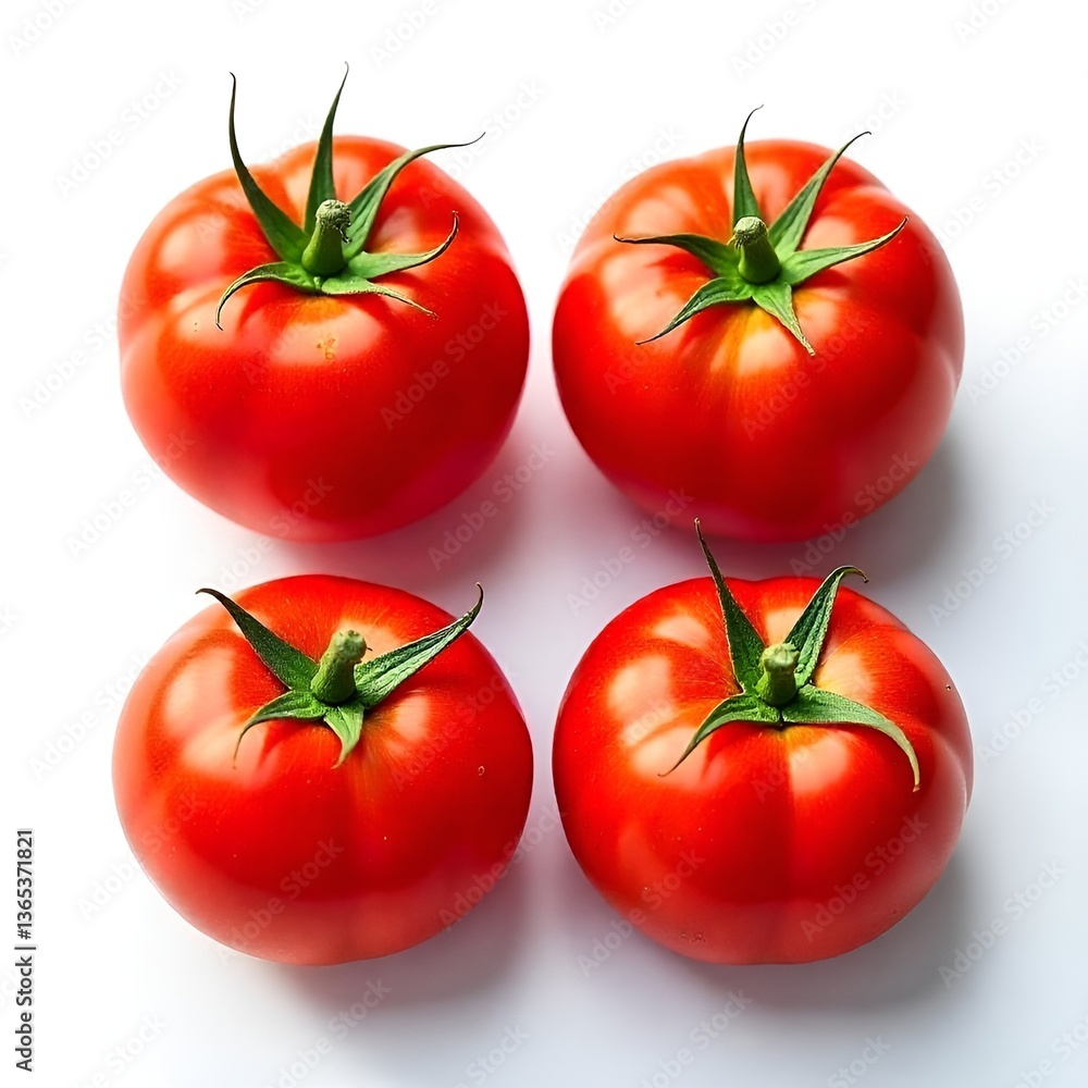 Fototapeta premium Fresh red tomatoes isolated on clean white background